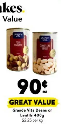 Drakes Grande Vita Beans or Lentils offer