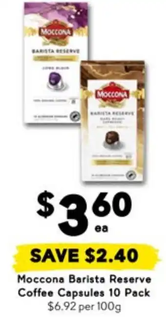 Drakes Moccona Barista Reserve Coffee Capsules offer