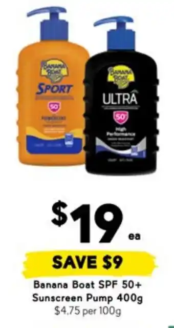 Drakes Banana Boat SPF 50+ Sunscreen Pump offer