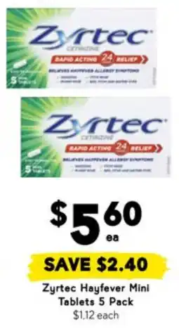 Drakes Zyrtec Hayfever Mini Tablets offer