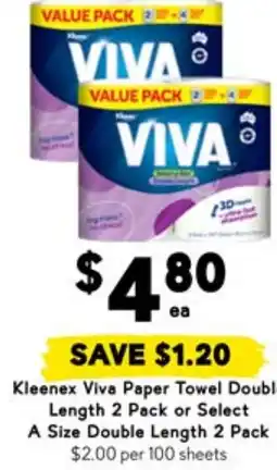 Drakes Kleenex Viva Paper Towel Double Length or Select A Size Double Length offer