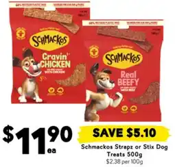 Drakes Schmackos Strapz or Stix Dog Treats offer