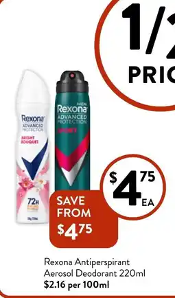 Foodworks Rexona antiperspirant aerosol deodorant offer