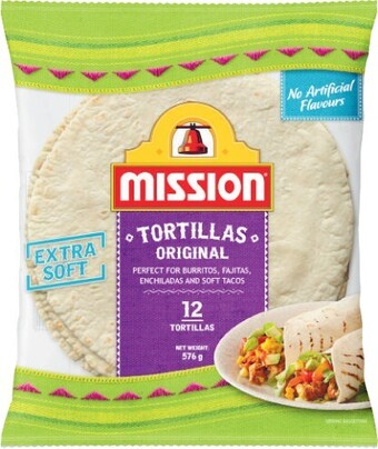 Coles Mission Tortillas Original 12 Pack 576g offer