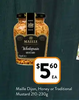 Foodworks Maille dijon, honey or traditional mustard offer