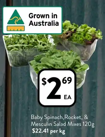 Foodworks Baby Spinach, Rocket, & Mesculin Salad Mixes offer