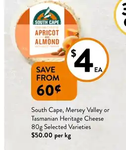 Foodworks South Cape, Mersey Valley or Tasmanian Heritage Chees offer