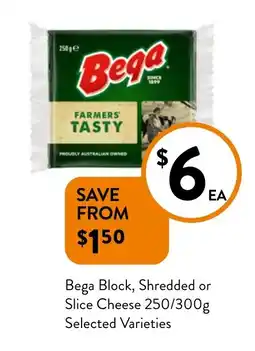 Foodworks Bega Block, Shredded or Slice Cheese offer