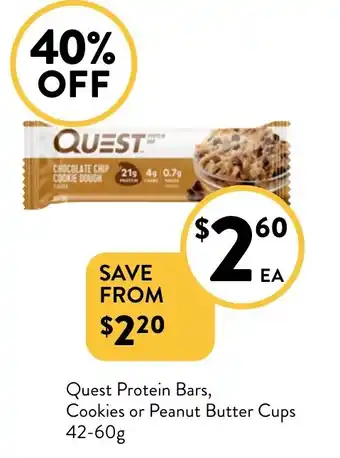 Foodworks Quest Protein Bars, Cookies or Peanut Butter Cups offer