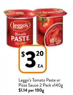 Foodworks Leggo's Tomato Paste or Pizza Sauce offer