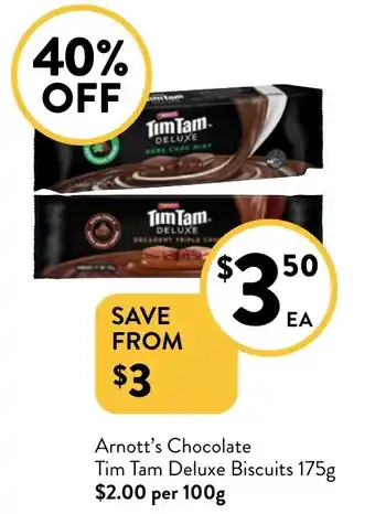 Foodworks Arnott's Chocolate Tim Tam Deluxe Biscuits offer