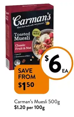 Foodworks Carman's muesli offer