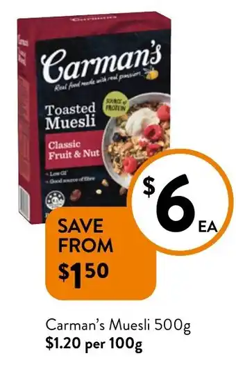 Foodworks Carman's muesli offer