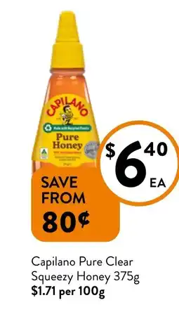 Foodworks Capilano pure clear squeezy honey offer