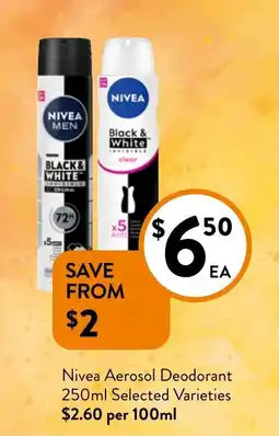 Foodworks Nivea aerosol deodorant offer