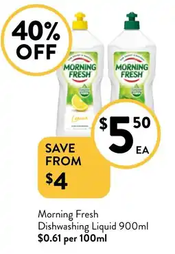 Foodworks Morning fresh dishwashing liquid offer