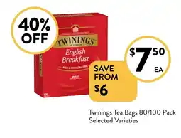 Foodworks Twinings Tea Bags offer