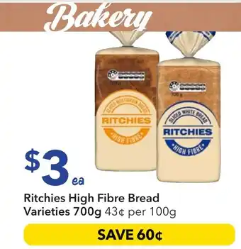 Ritchies Ritchies high fibre bread varieties offer