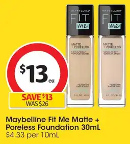 Coles Maybelline fit me matte + poreless foundation offer