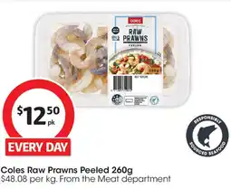 Coles Coles raw prawns peeled offer