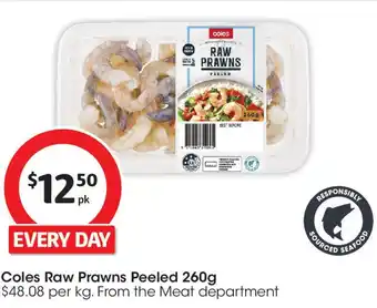 Coles Coles raw prawns peeled offer