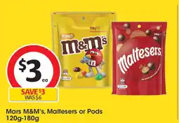 Coles Mars m&m's, maltesers or pods offer