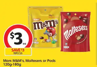 Coles Mars m&m's, maltesers or pods offer