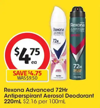 Coles Rexona advanced 72hr antiperspirant aerosol deodorant offer