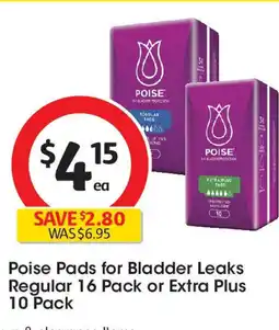 Coles Poise pads for bladder leaks regular or extra plus offer