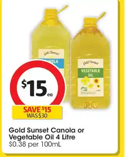 Coles Gold sunset canola or vegetable oil offer