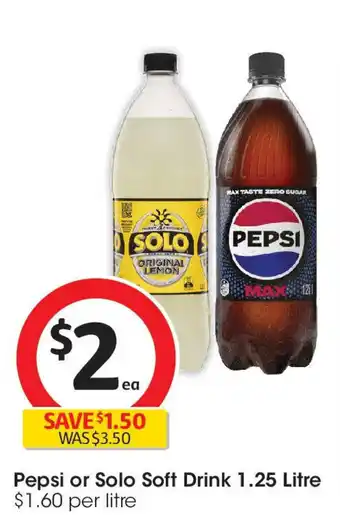 Coles Pepsi or solo soft drink offer