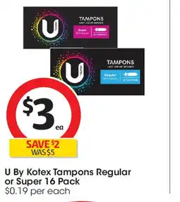 Coles U by kotex tampons regular offer