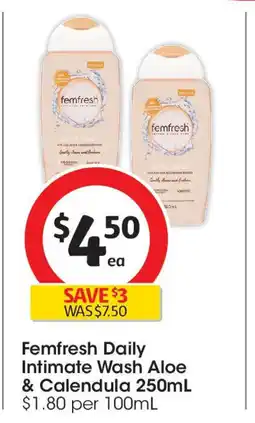 Coles Femfresh daily intimate wash aloe offer