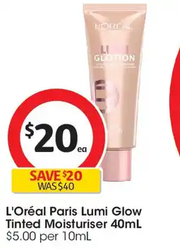 Coles L'oréal paris lumi glow tinted moisturiser 40ml offer