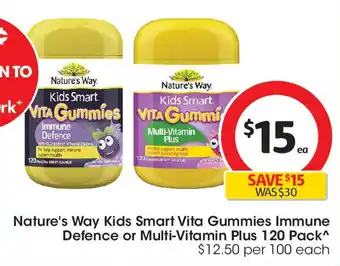 Coles Nature's Way Kids Smart Vita Gummies Immune Defence or Multi-Vitamin Plus offer