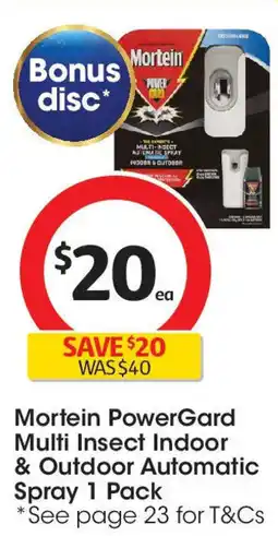 Coles Mortein powergard multi insect indoor & outdoor automatic spray offer