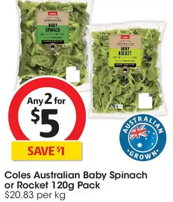 Coles Coles australian baby spinach or rocket offer