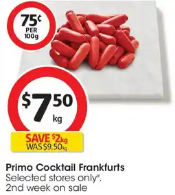 Coles Primo cocktail frankfurts offer