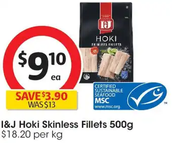 Coles I&j hoki skinless fillets offer