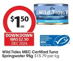 Coles Wild tides msc certified tuna springwater offer