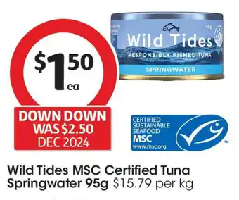 Coles Wild tides msc certified tuna springwater offer