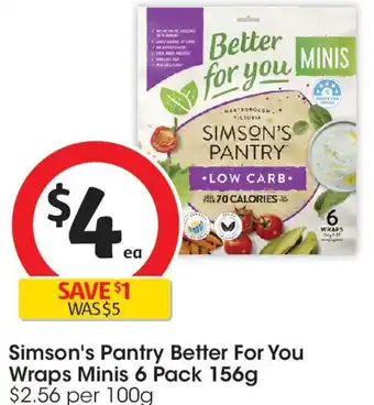 Coles Simson's pantry better for you wraps minis offer