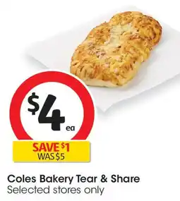 Coles Coles bakery tear & share offer