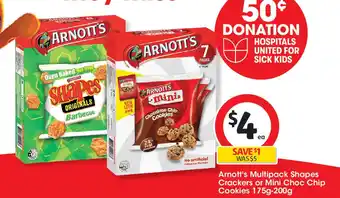 Coles Arnott's multipack shapes crackers or mini choc chip cookies offer