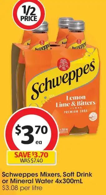 Coles Schweppes mixers, soft drink or mineral water offer