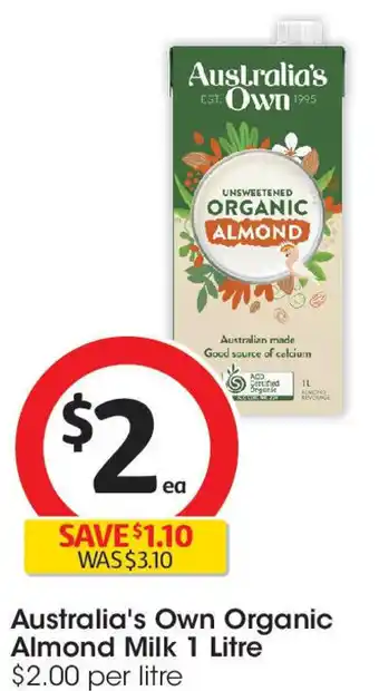 Coles Australia's own organic almond milk offer