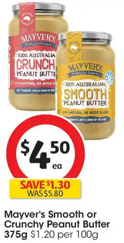 Coles Mayver's smooth or crunchy peanut butter offer