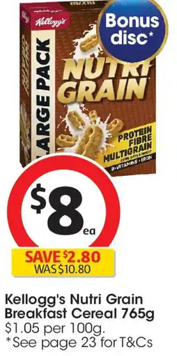 Coles Kellogg's nutri grain breakfast cereal offer