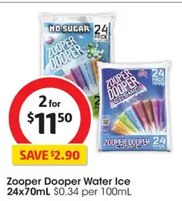 Coles Zooper dooper water ice offer