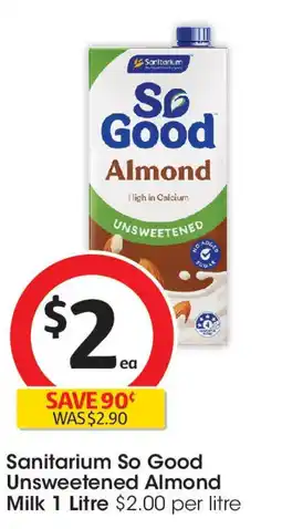 Coles Sanitarium so good unsweetened almond milk offer